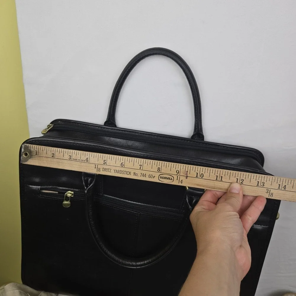 Banuce‎ Genuine Leather Briefcase Laptop Bag Black Business Tote Bag. No Strap